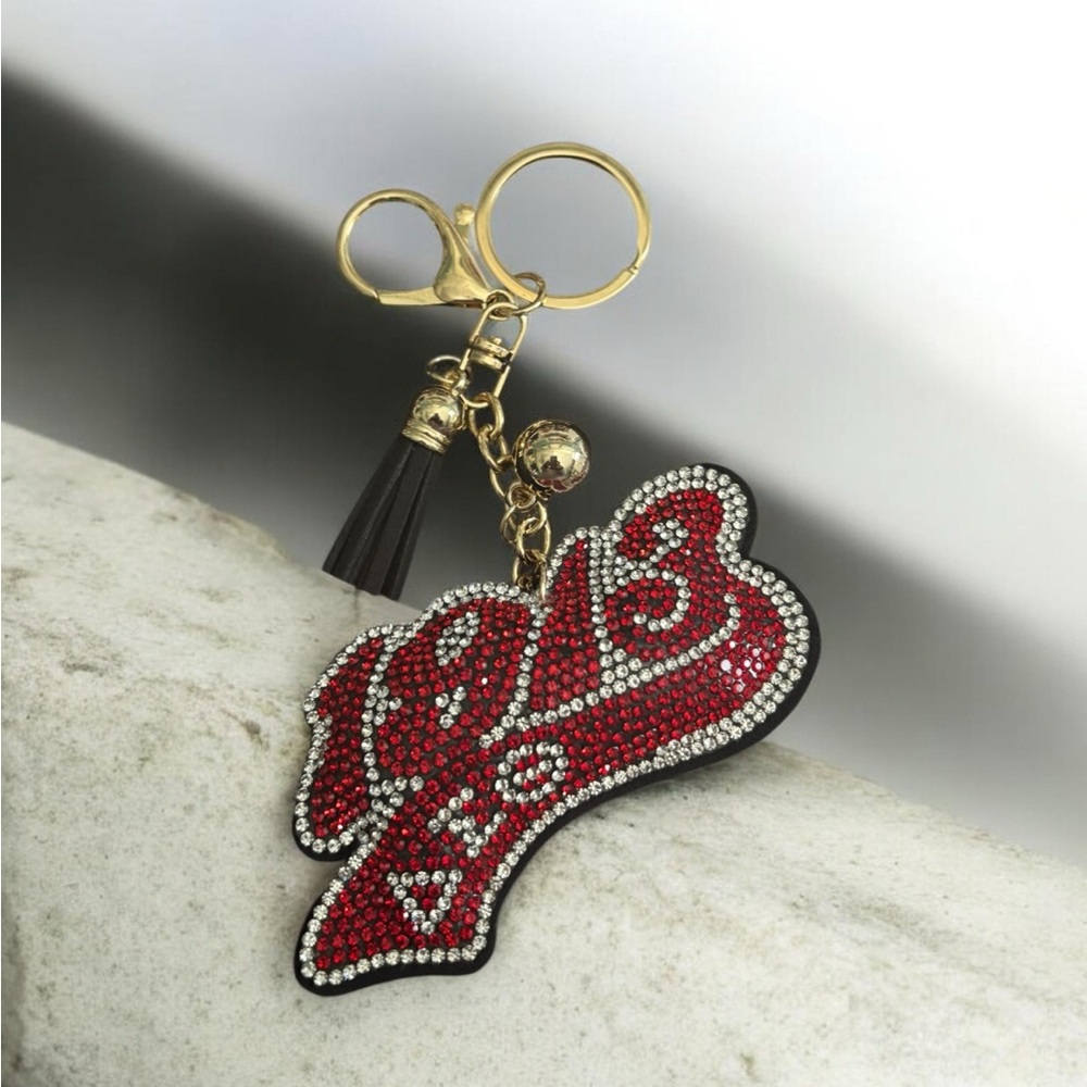 1913 Red & White Bling Keychain/Bag Charm
